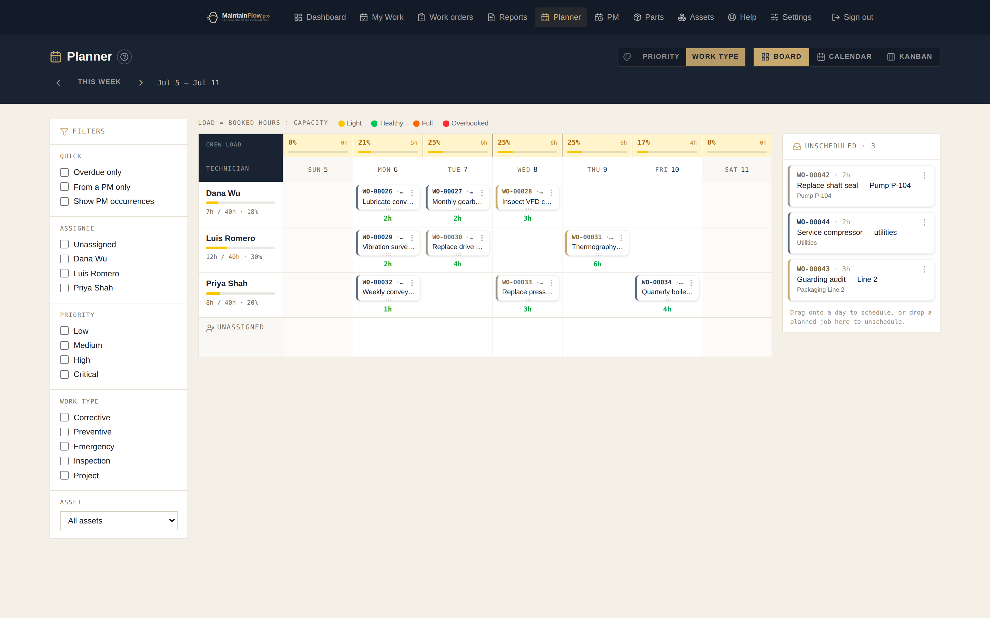 Maintenance Schedule — MaintainFlow web CMMS